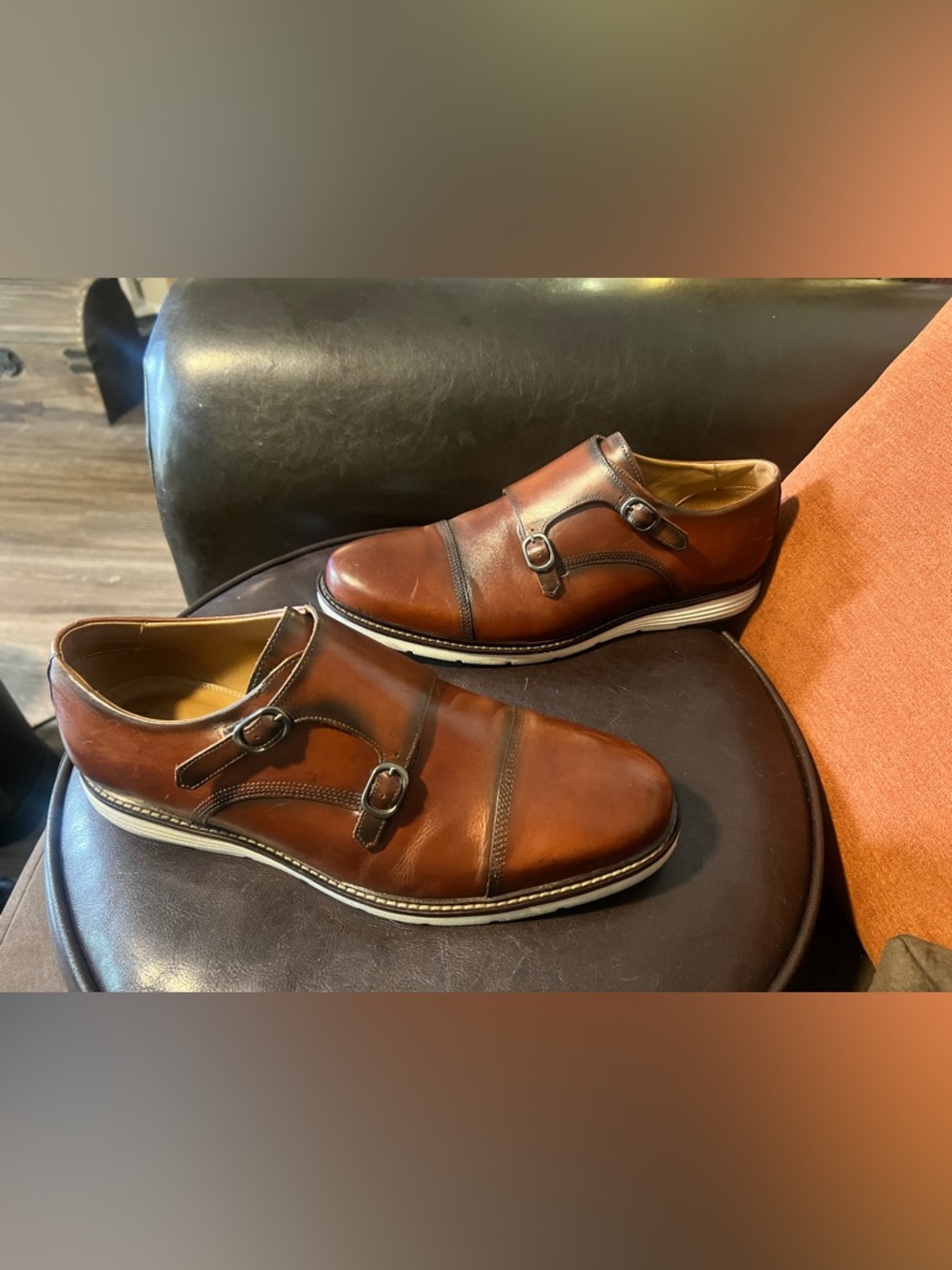 Belvedere leather monk strap double cap toe oxford sneakers size 11D